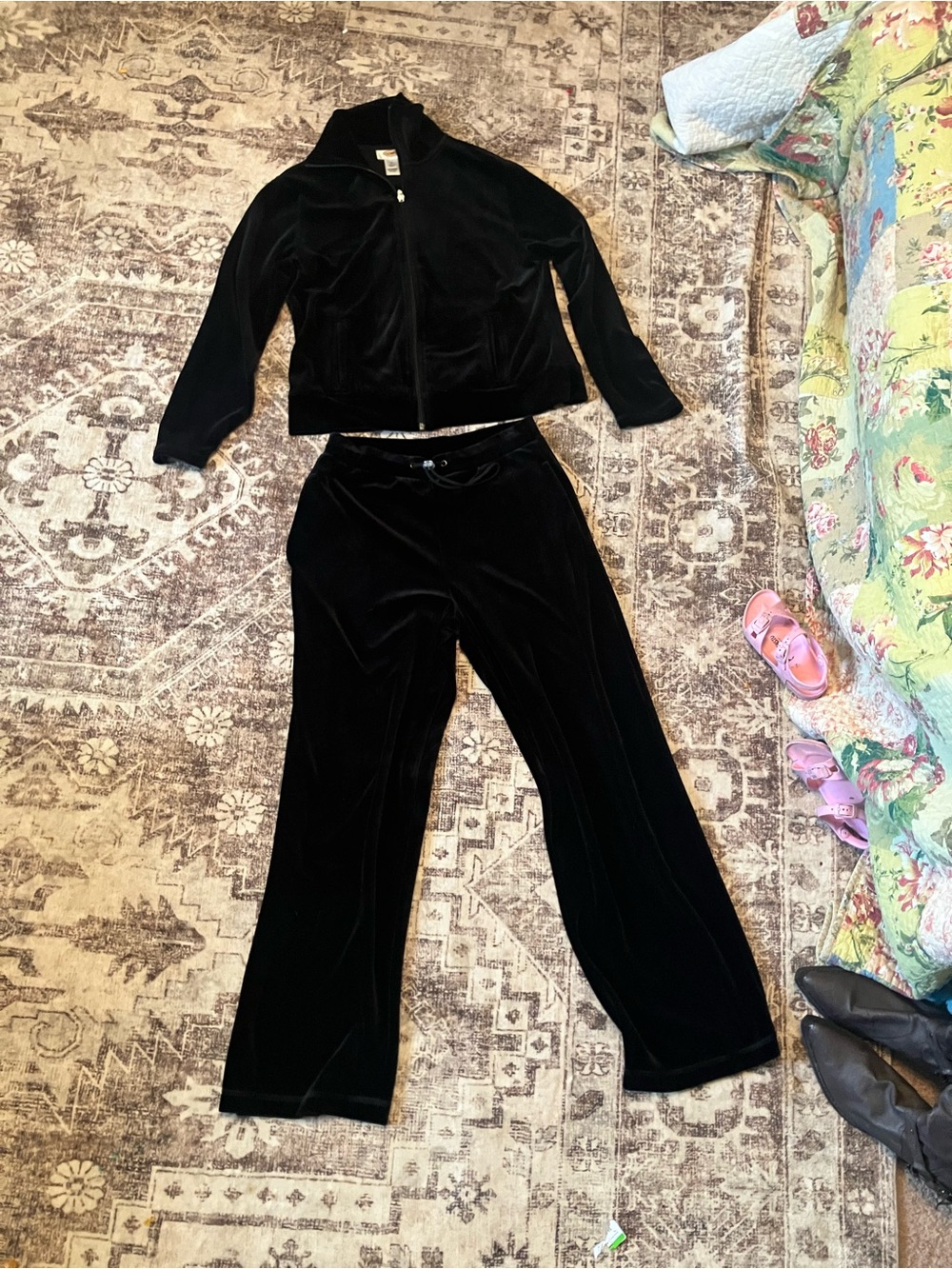 Talbots Black Velvet Wide-Leg Pants